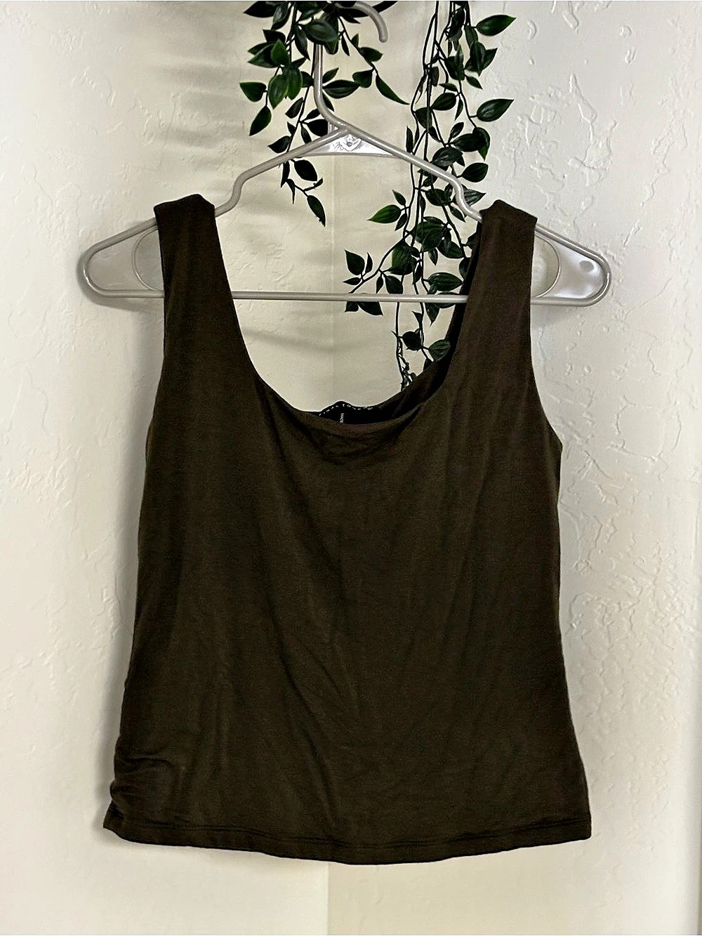 Final Touch Double Layer Square Neck Tank Top Tank Top in Green Size Large